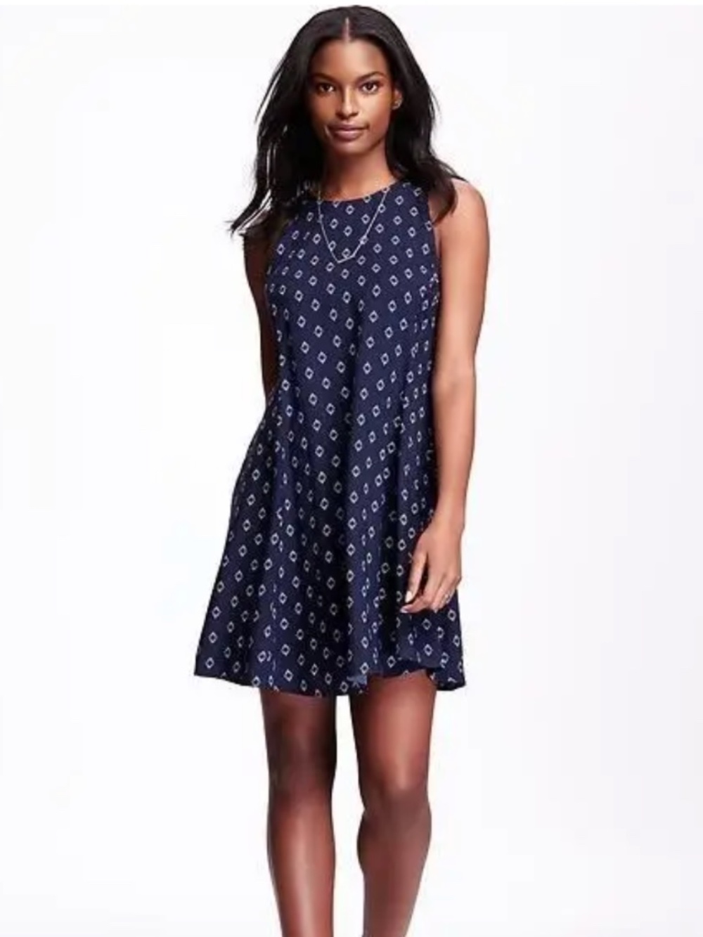 Old Navy Sleeveless Diamond-Print Swing Dress